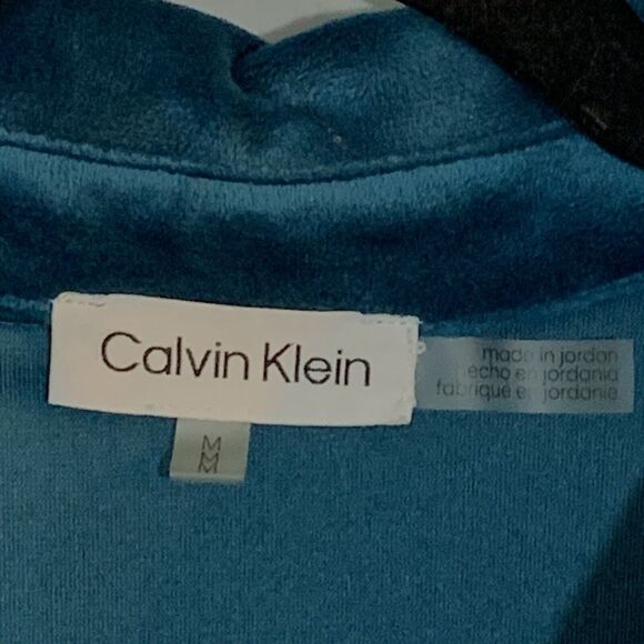 Calvin Klein Velour Pants Set Womens Medium Teal Blue Stretch Comfort Lounge - Picture 5 of 12